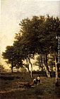 Landscape with Two Boys Carrying Firewood by Henri-Joseph Harpignies